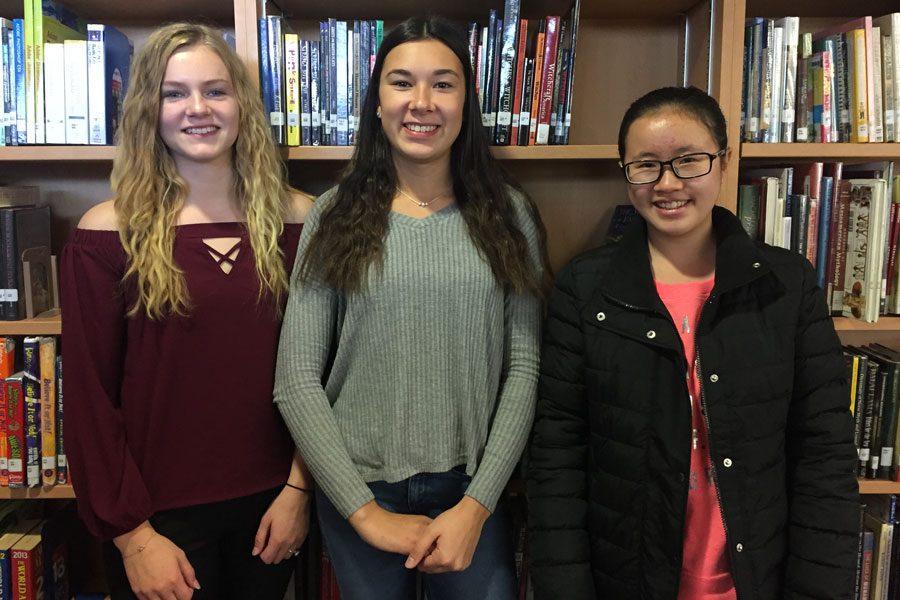 Foreign exchange students Natasja Trustup, Leticia Bork and Susan Wang