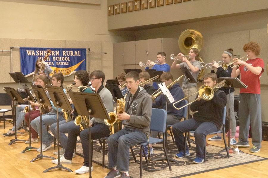 Jazz band rehearses during third hour on Jan. 26.