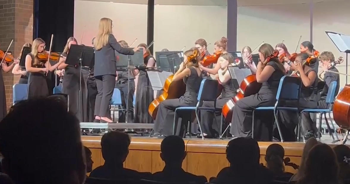Chamber Orchestra playing their first piece.